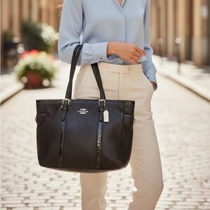 COACH Black Tote Bag Purse Large w/ 2 adjustable handles